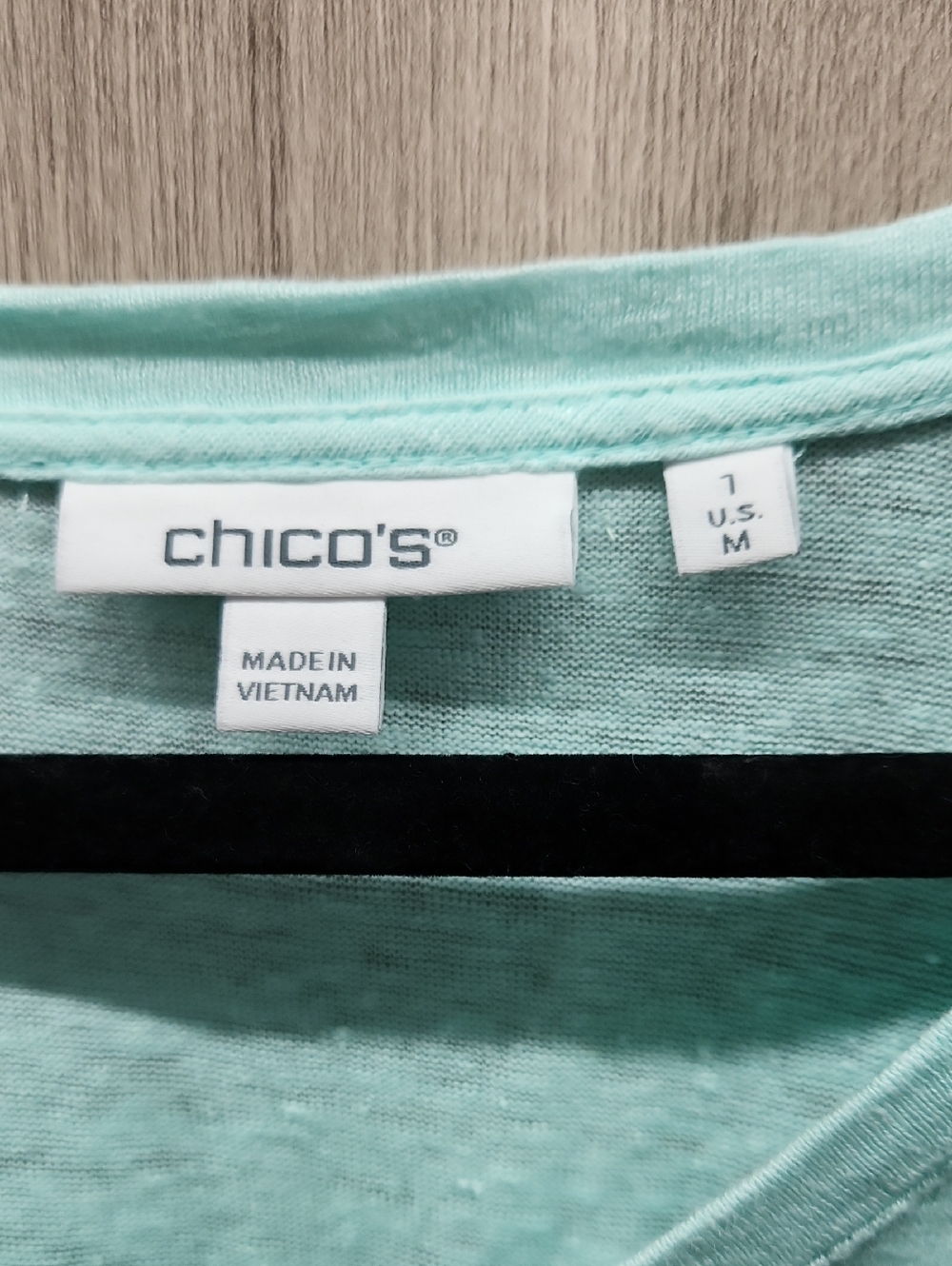 Chico's Sea Foam Green Multi-Color Abstract V-Neck Poncho. - Picture 7 of 12